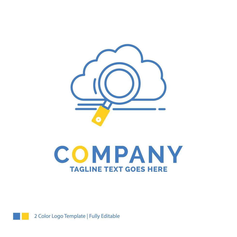 cloud. search. storage. technology. computing Blue Yellow Business Logo template. Creative Design Template Place for Tagline. vector