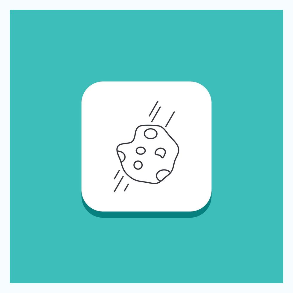 Round Button for Asteroid. astronomy. meteor. space. comet Line icon Turquoise Background vector