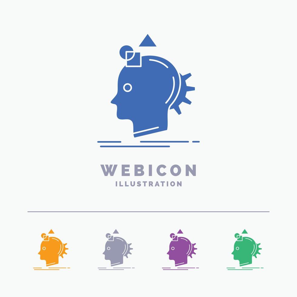 Imagination. imaginative. imagine. idea. process 5 Color Glyph Web Icon Template isolated on white. Vector illustration