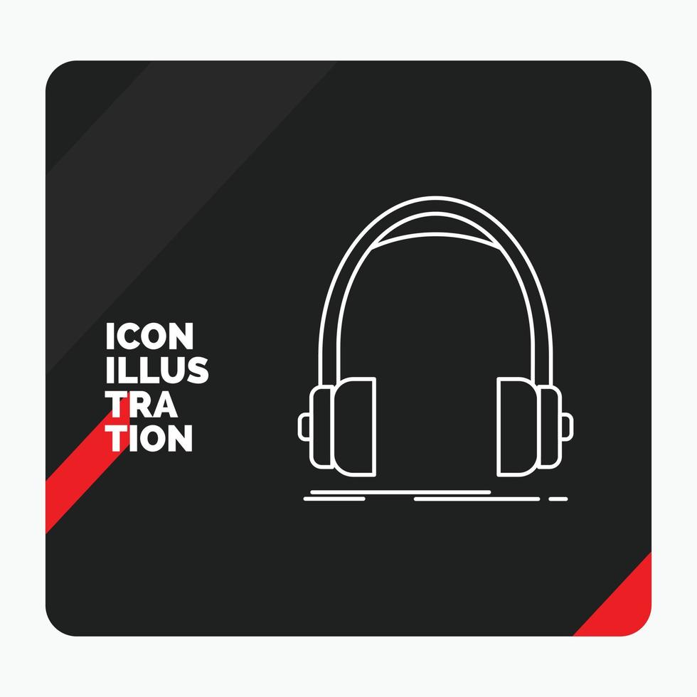Red and Black Creative presentation Background for Audio. headphone. headphones. monitor. studio Line Icon vector