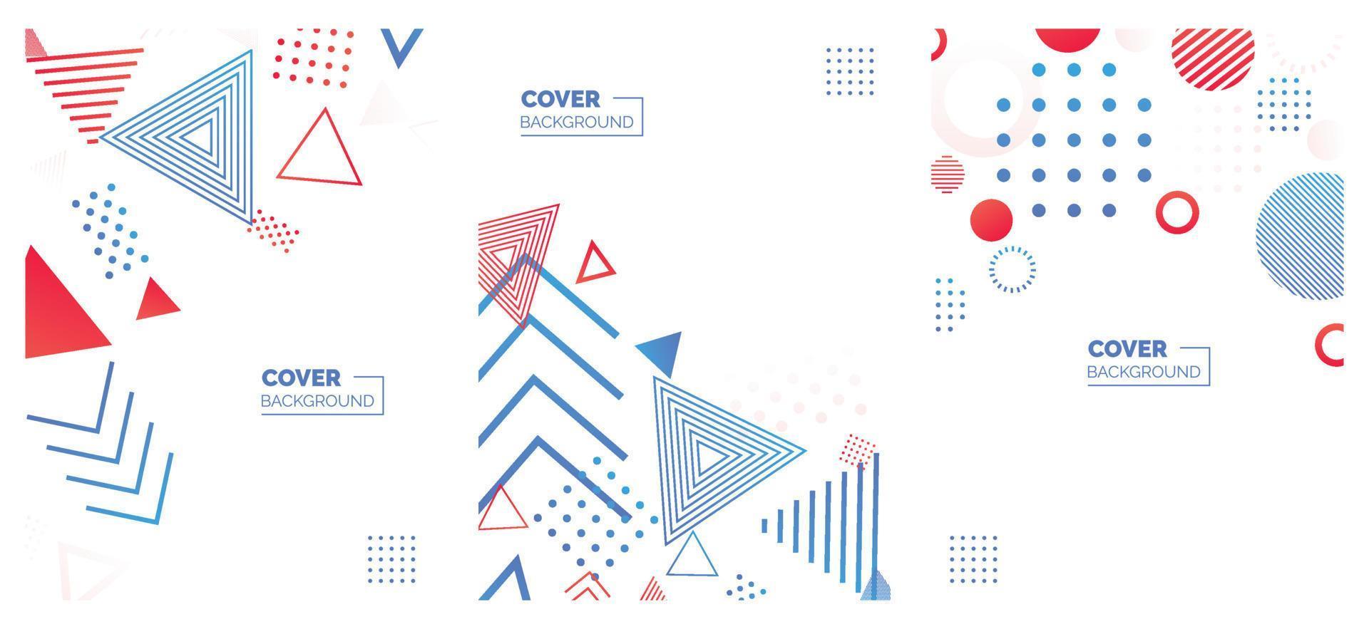 Covers templates set with bauhaus. memphis and hipster style graphic geometric elements. Applicable for placards. brochures. posters. covers and banners. Vector illustrations