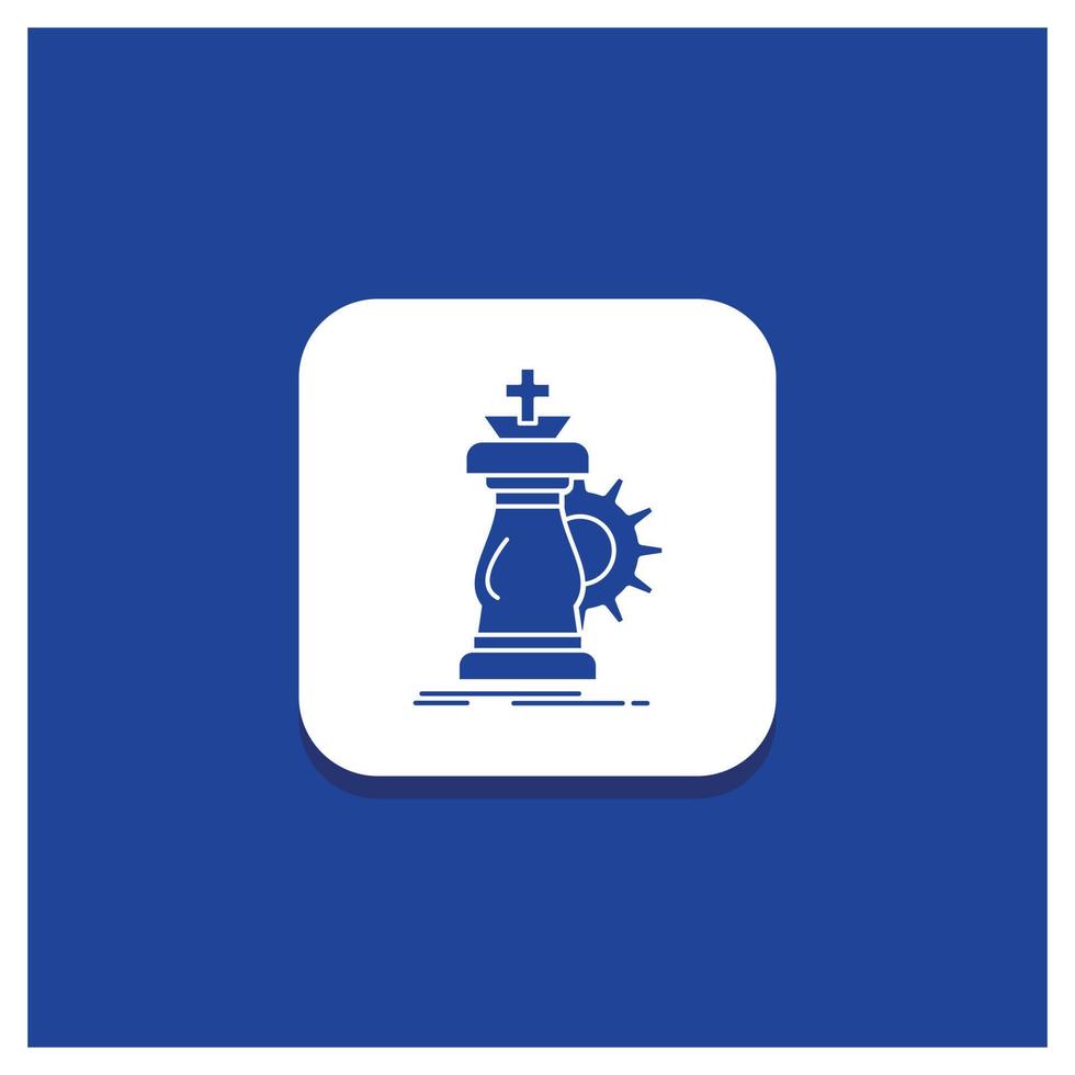 Blue Round Button for strategy. chess. horse. knight. success Glyph icon vector