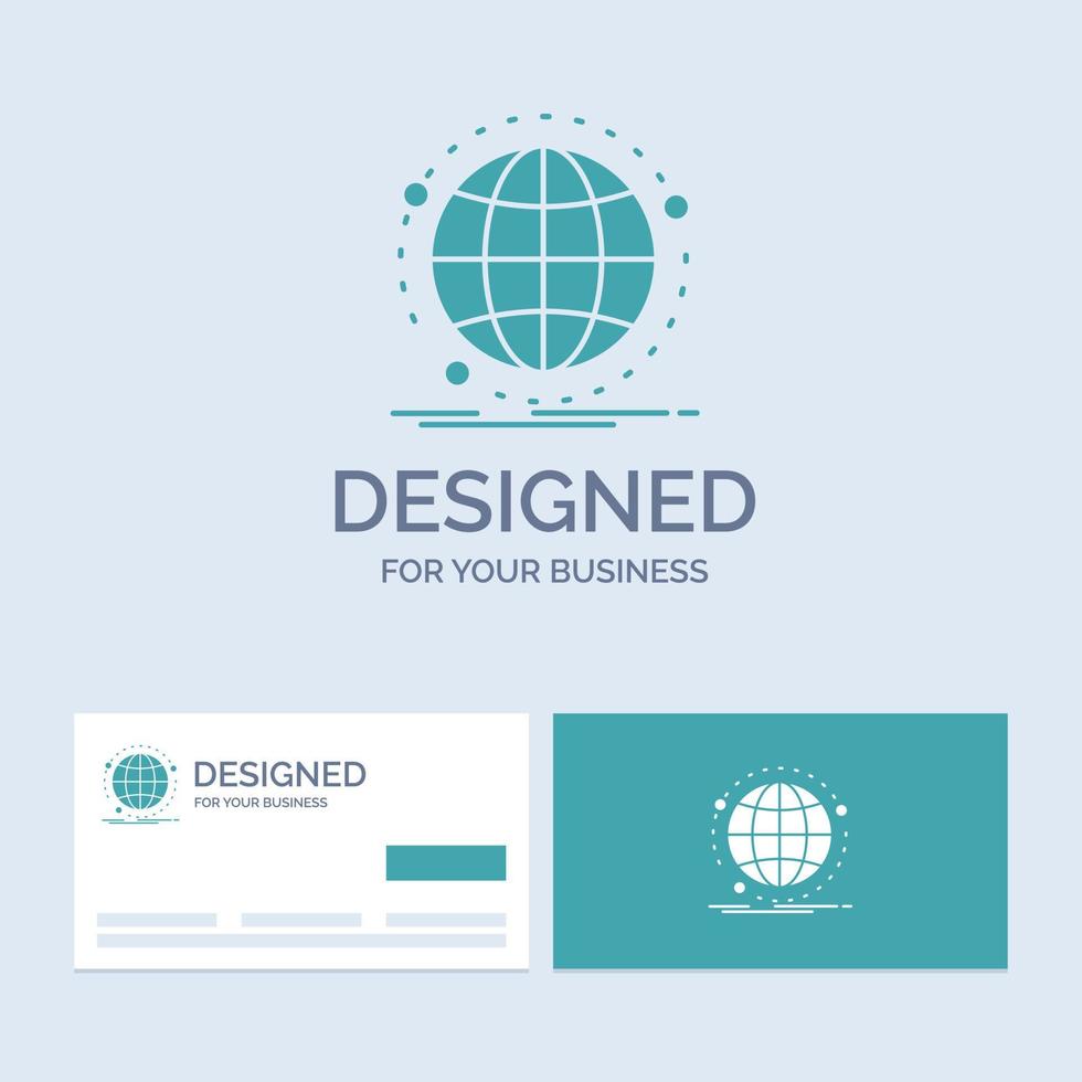 Data. global. internet. network. web Business Logo Glyph Icon Symbol for your business. Turquoise Business Cards with Brand logo template. vector