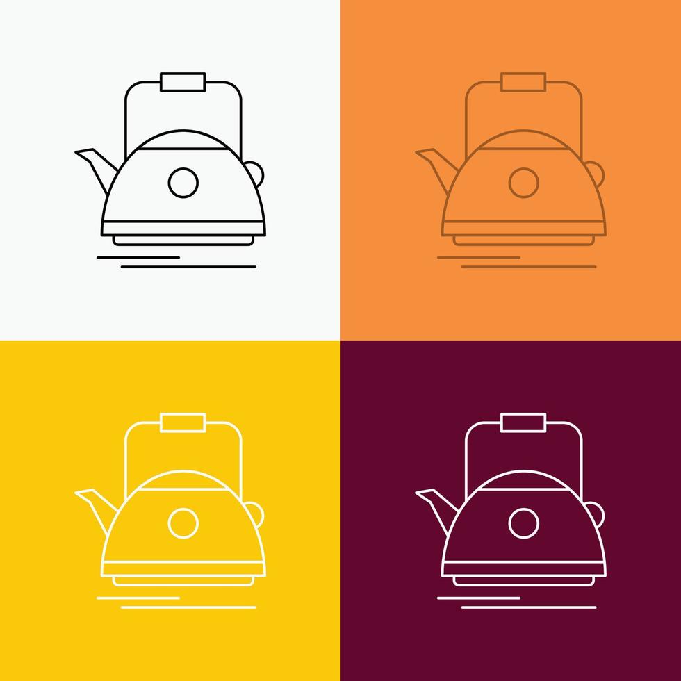 Tea. kettle. teapot. camping. pot Icon Over Various Background. Line style design. designed for web and app. Eps 10 vector illustration