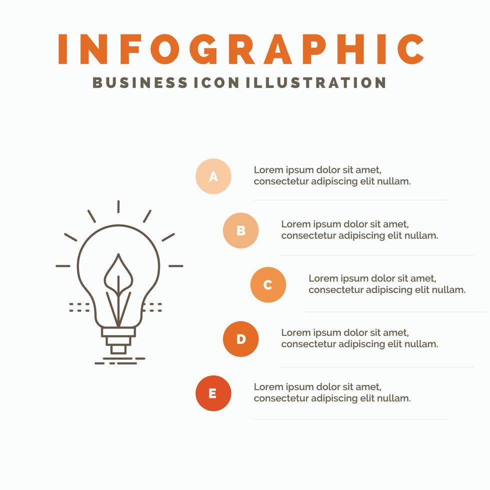 bulb. idea. electricity. energy. light Infographics Template for Website and Presentation. Line Gray icon with Orange infographic style vector illustration