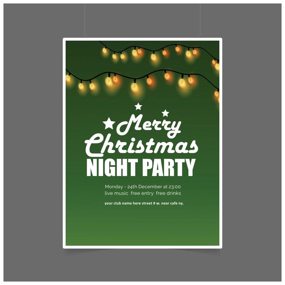 Merry Christmas card with creative design and green background vector