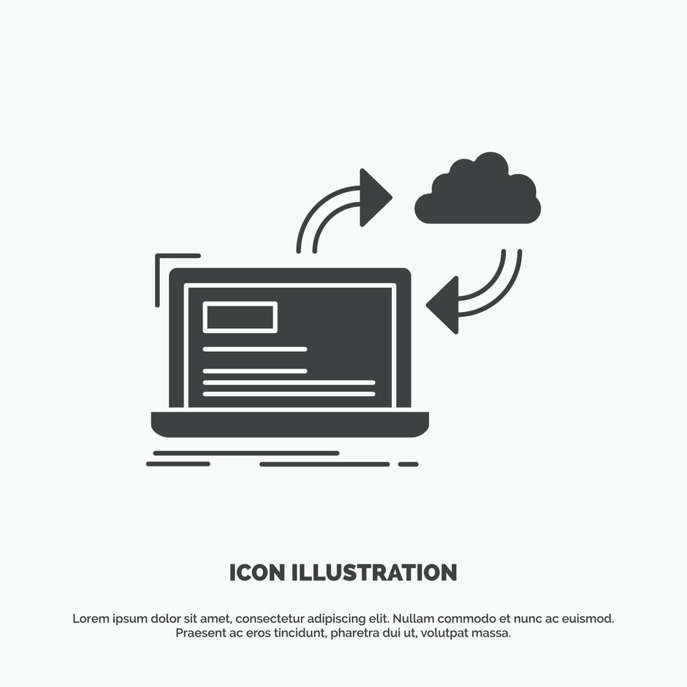 sync. processing. data. dashboard. arrows Icon. glyph vector gray symbol for UI and UX. website or mobile application