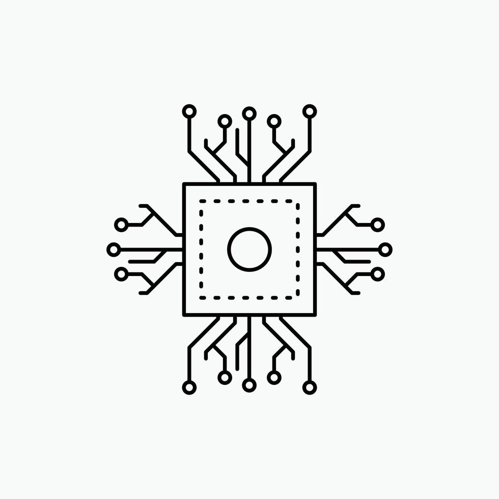 Chip. cpu. microchip. processor. technology Line Icon. Vector isolated illustration