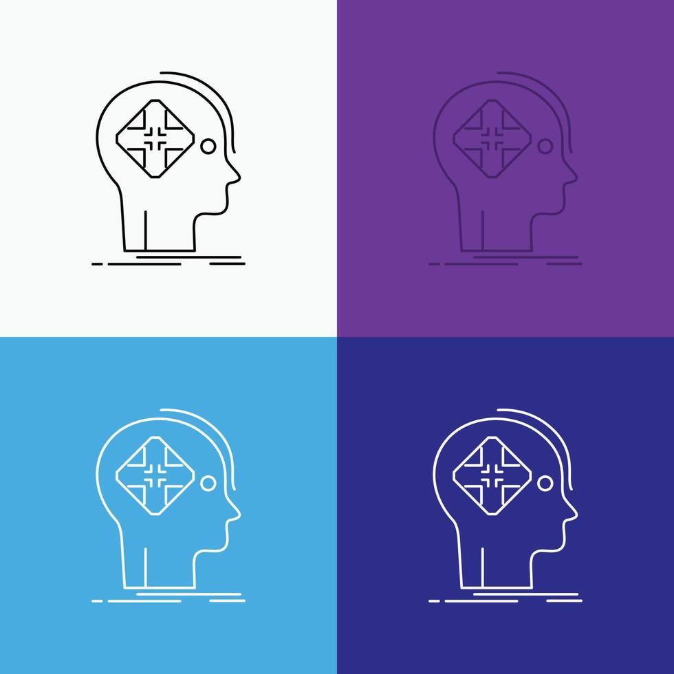 Advanced. cyber. future. human. mind Icon Over Various Background. Line style design. designed for web and app. Eps 10 vector illustration