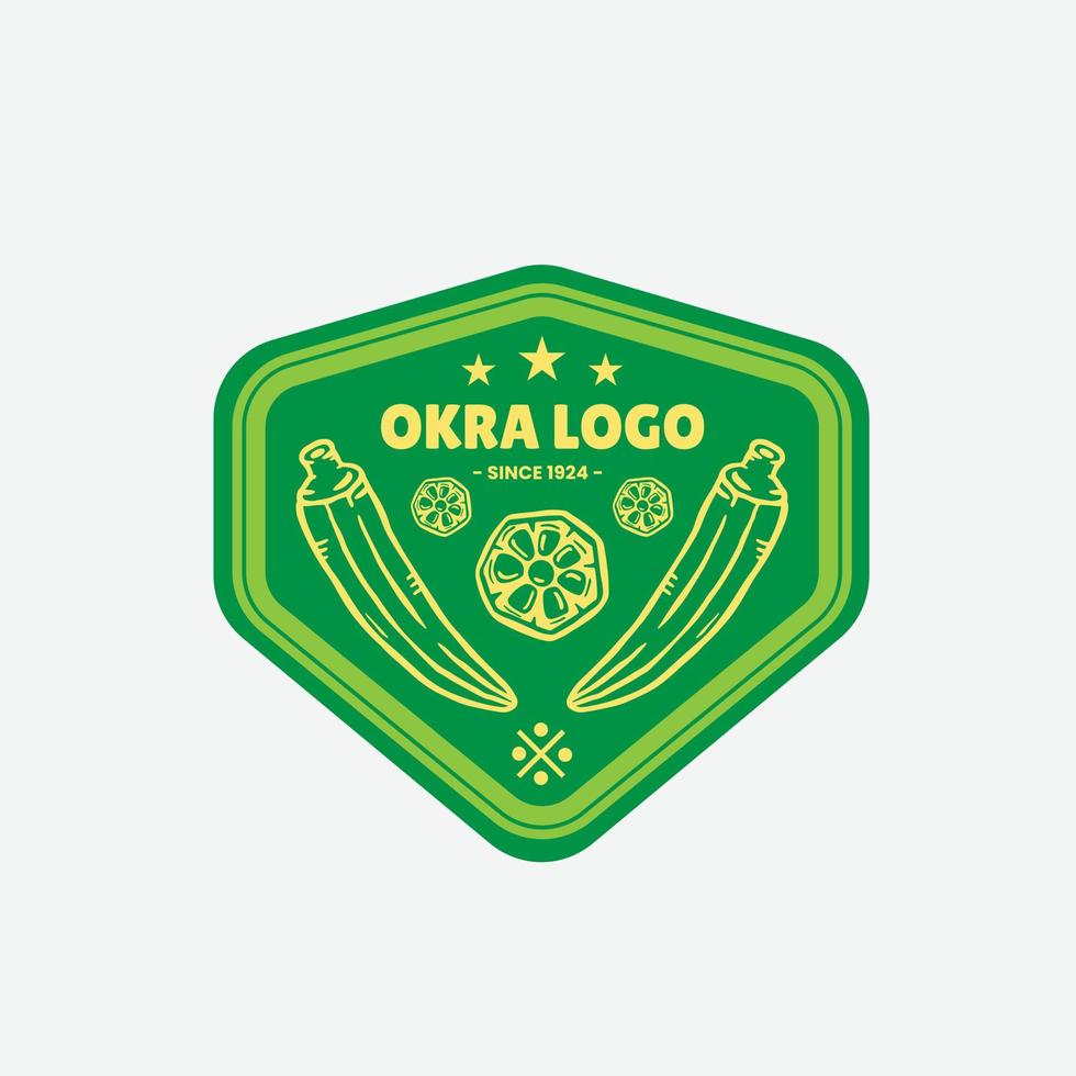 Okra vegetable plant logo with okra vegetable pieces vector