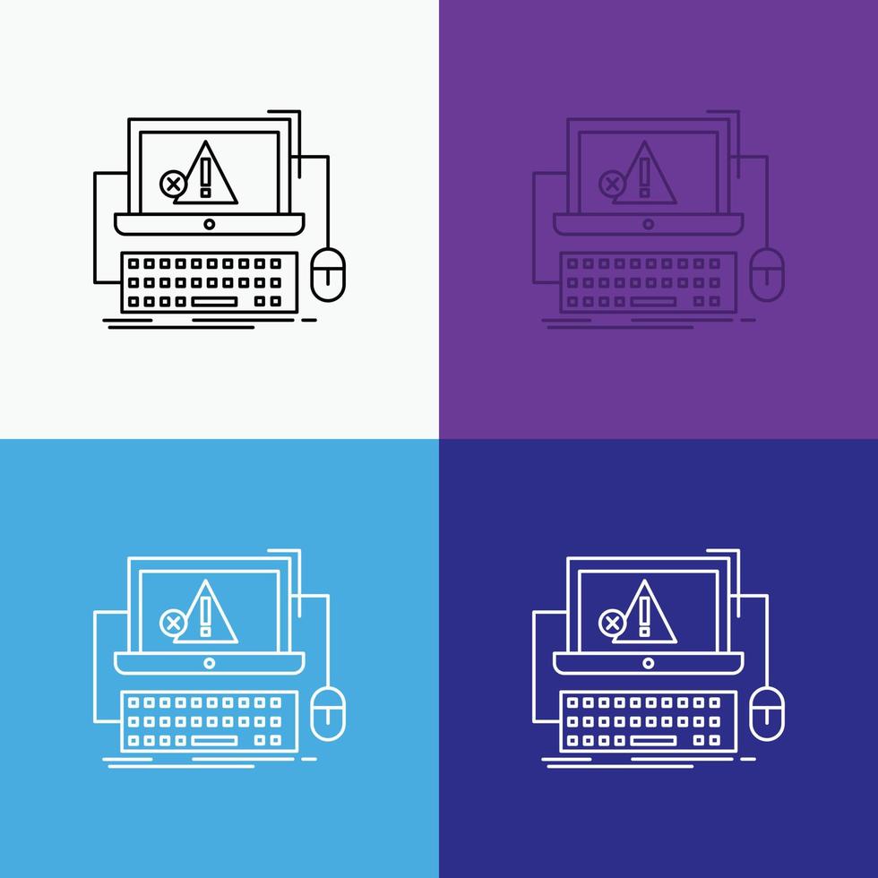 Computer. crash. error. failure. system Icon Over Various Background. Line style design. designed for web and app. Eps 10 vector illustration
