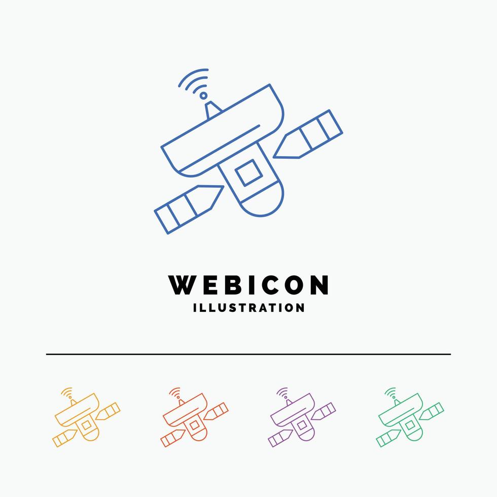 satellite. antenna. radar. space. Signal 5 Color Line Web Icon Template isolated on white. Vector illustration