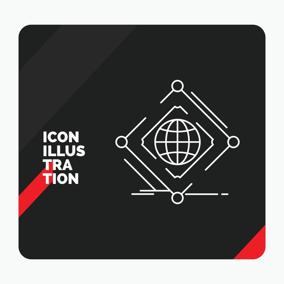 Red and Black Creative presentation Background for Complex. global. internet. net. web Line Icon vector