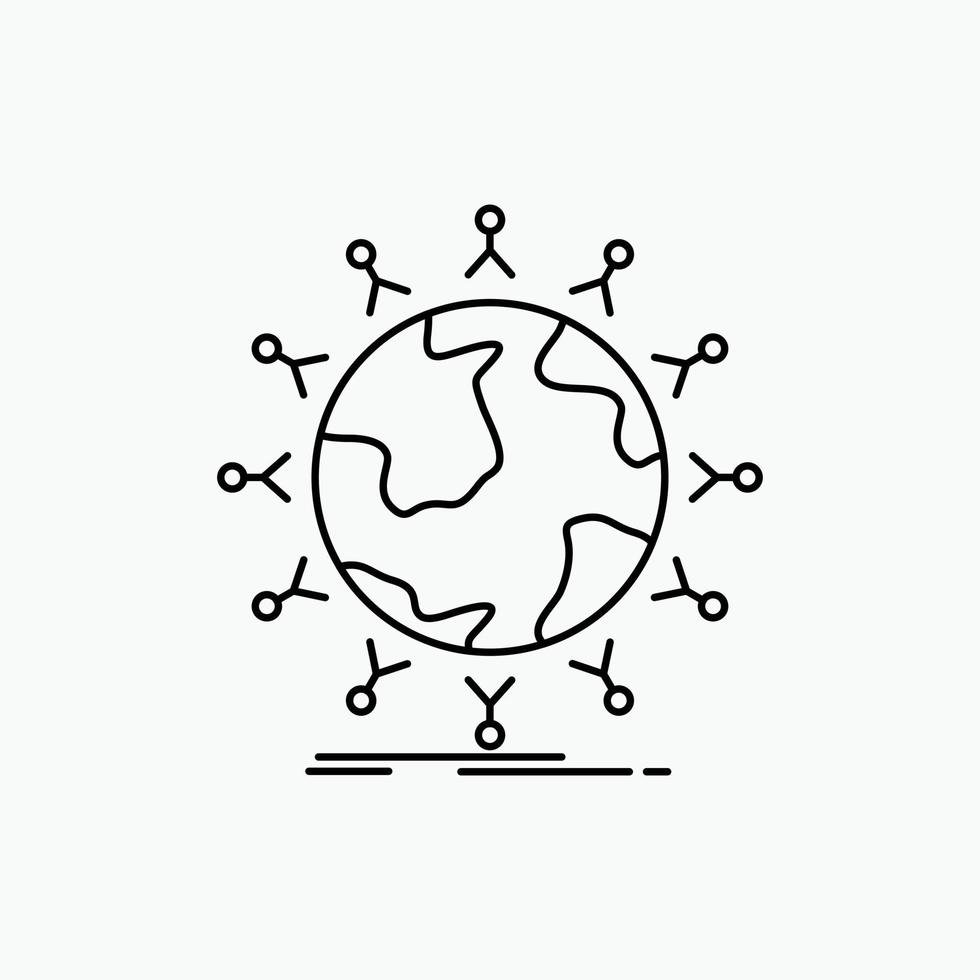 global. student. network. globe. kids Line Icon. Vector isolated illustration