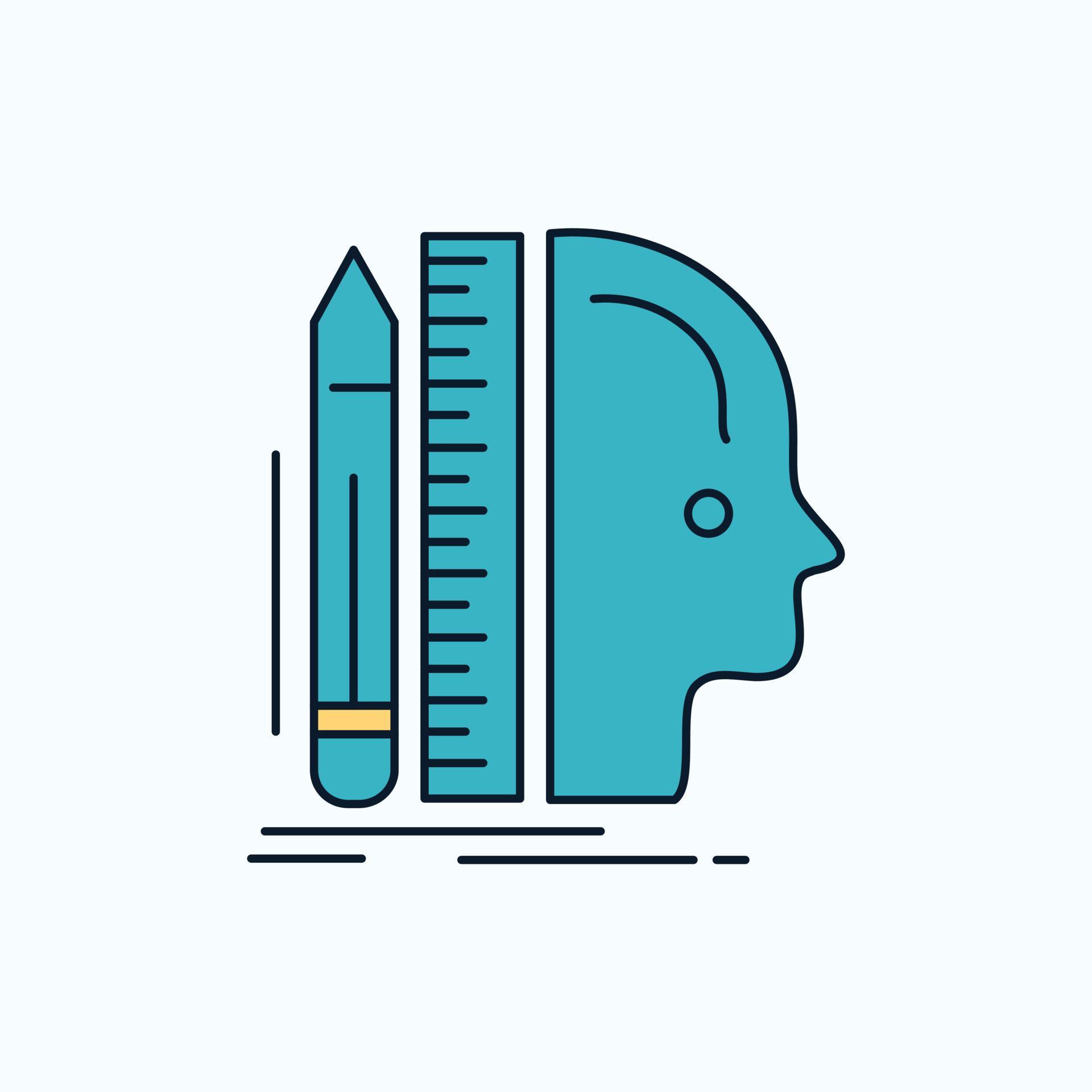 Design. human. ruler. size. thinking Flat Icon. green and Yellow sign