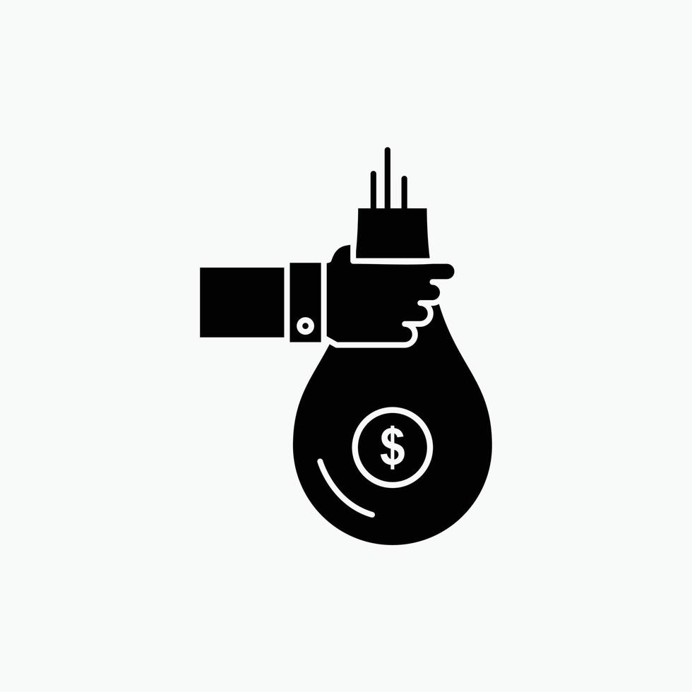 Bag. finance. give. investment. money. offer Glyph Icon. Vector isolated illustration