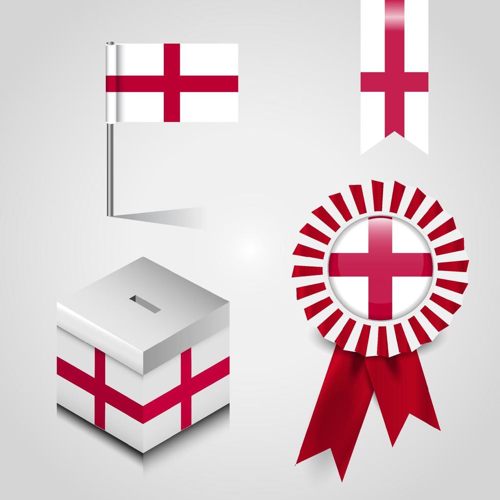 England United Kingdom Country Flag place on Vote Box. Ribbon Badge Banner and map Pin vector