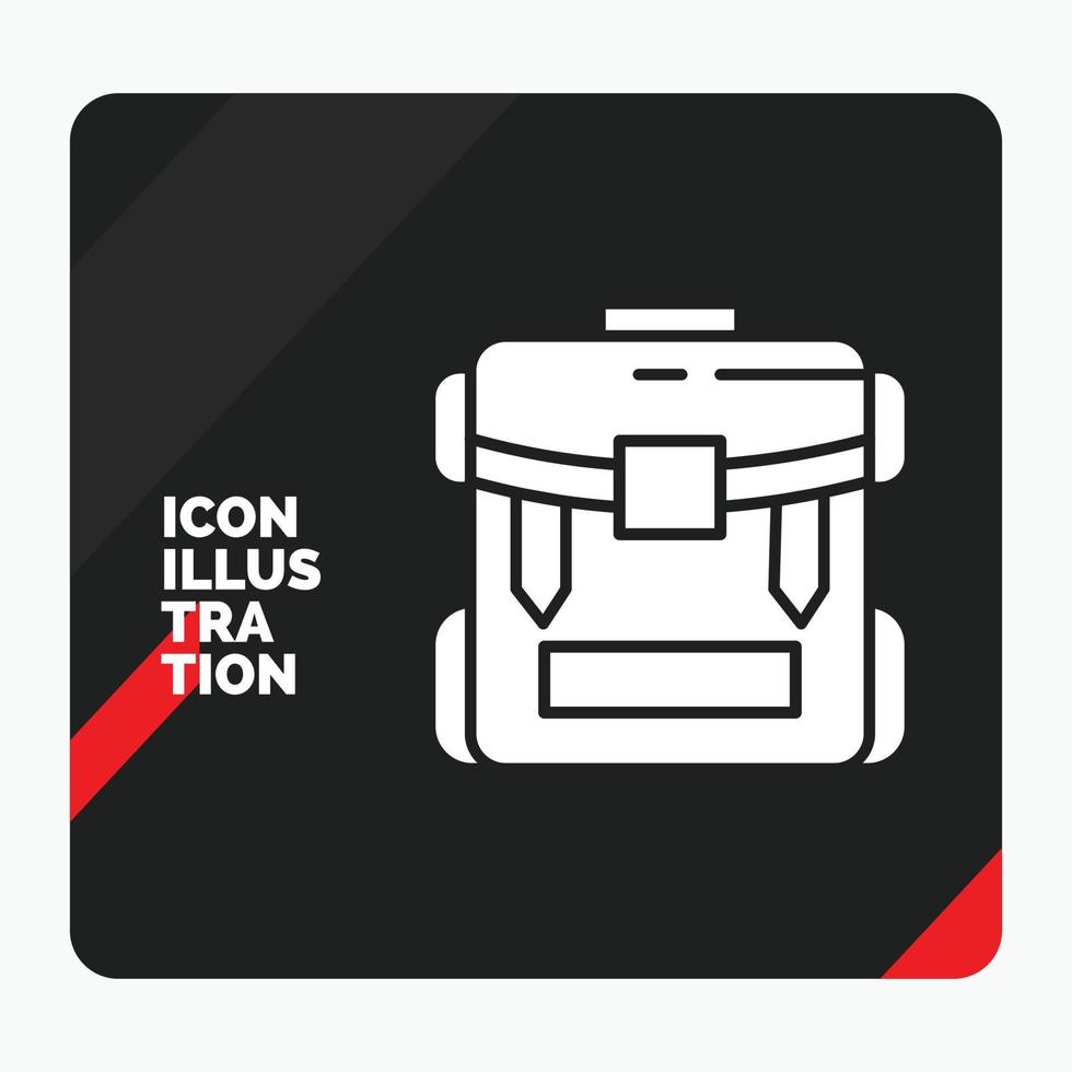 fondo de presentación creativa rojo y negro para bolsa. cámping. cremallera. senderismo. icono de glifo de equipaje vector