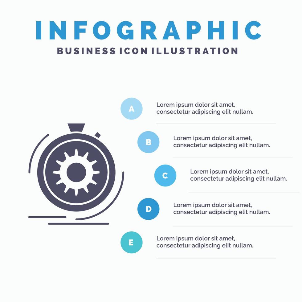 acción. rápido. actuación. proceso. plantilla de infografía de velocidad para sitio web y presentación. icono de glifo gris con ilustración de vector de estilo infográfico azul.