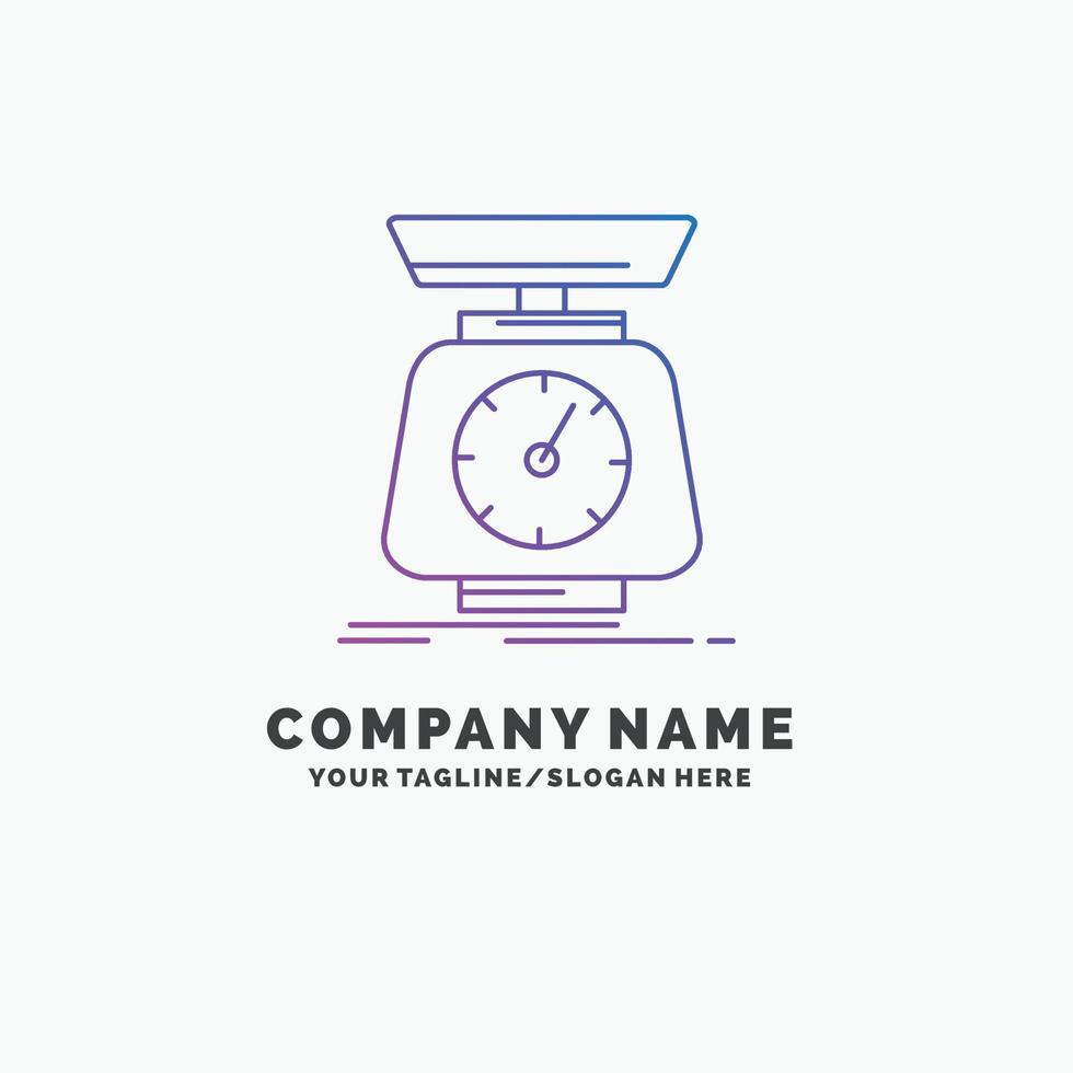 implementation. mass. scale. scales. volume Purple Business Logo Template. Place for Tagline vector