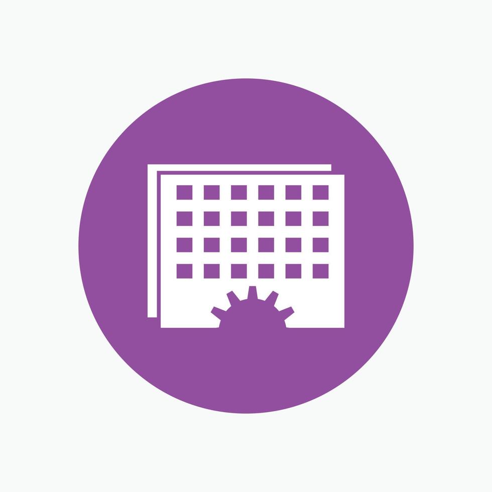 Event. management. processing. schedule. timing White Glyph Icon in Circle. Vector Button illustration