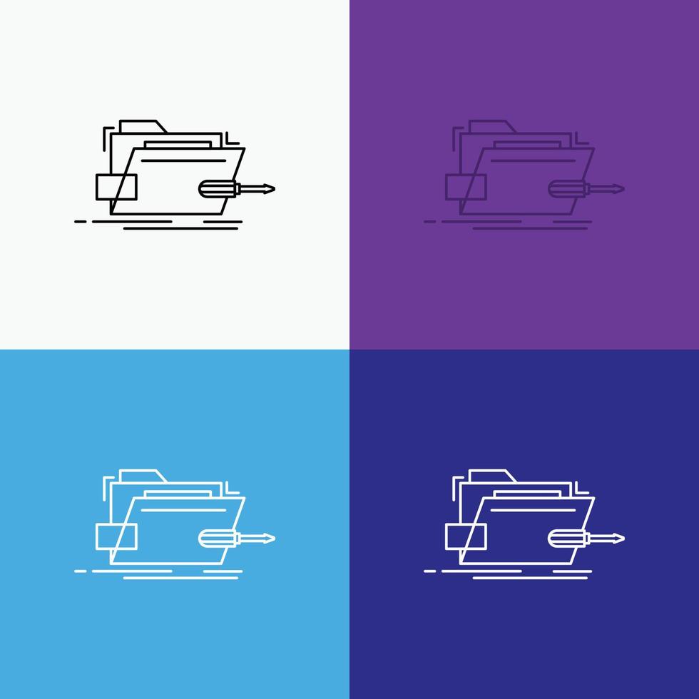 Folder. repair. skrewdriver. tech. technical Icon Over Various Background. Line style design. designed for web and app. Eps 10 vector illustration