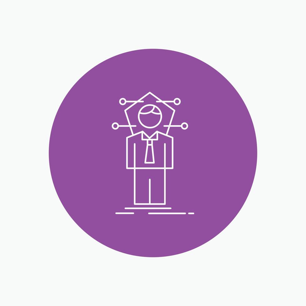 Business. connection. human. network. solution White Line Icon in Circle background. vector icon illustration