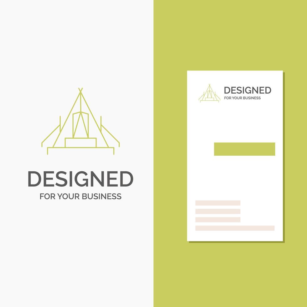 Business Logo for tent. camping. camp. campsite. outdoor. Vertical Green Business .Visiting Card template. Creative background vector illustration