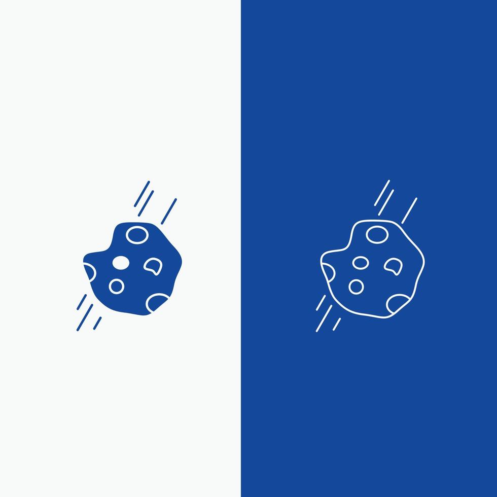 Asteroid. astronomy. meteor. space. comet Line and Glyph web Button in Blue color Vertical Banner for UI and UX. website or mobile application vector