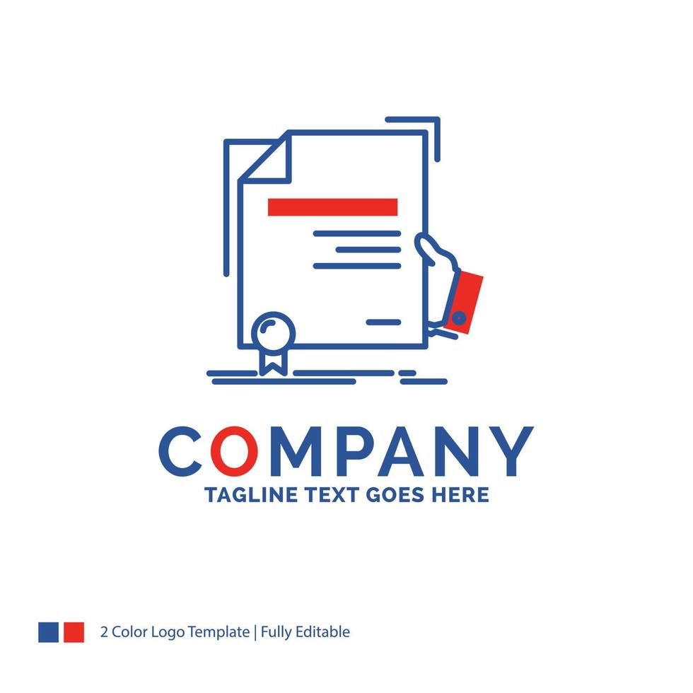 Company Name Logo Design For certificate. degree. education. award. agreement. Blue and red Brand Name Design with place for Tagline. Abstract Creative Logo template for Small and Large Business. vector