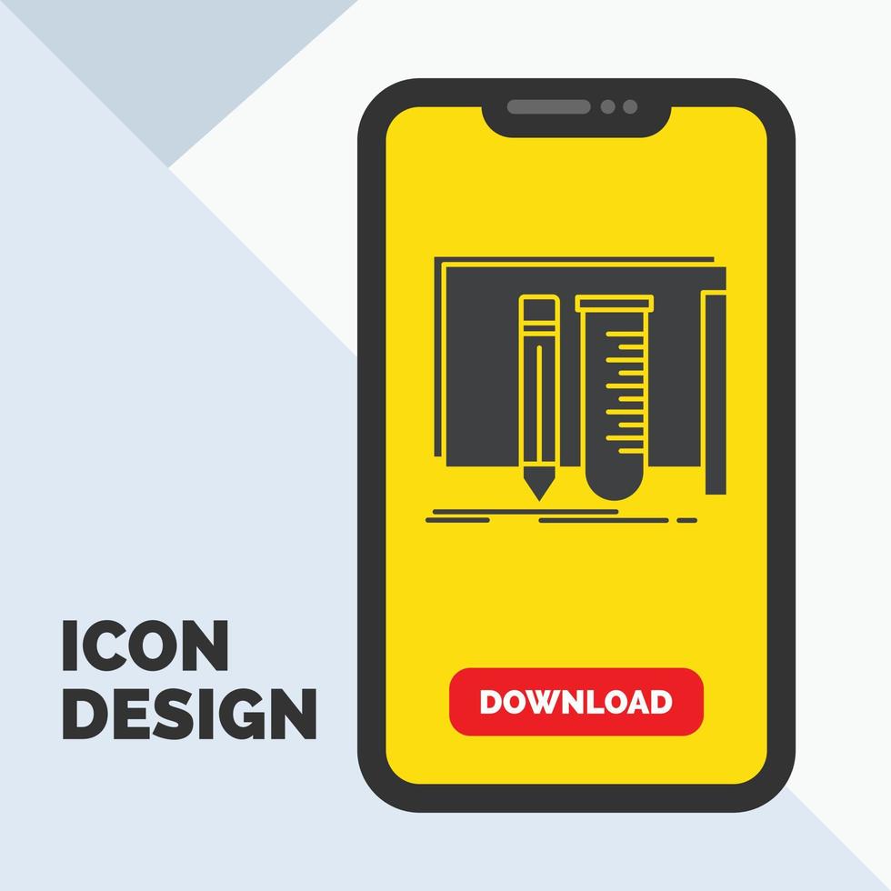 build. equipment. fab. lab. tools Glyph Icon in Mobile for Download Page. Yellow Background vector