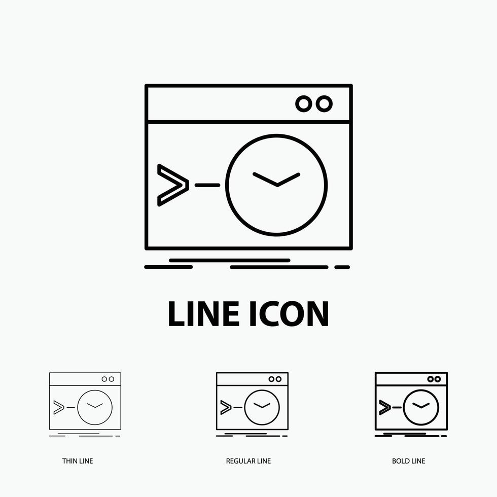 Admin. command. root. software. terminal Icon in Thin. Regular and Bold Line Style. Vector illustration