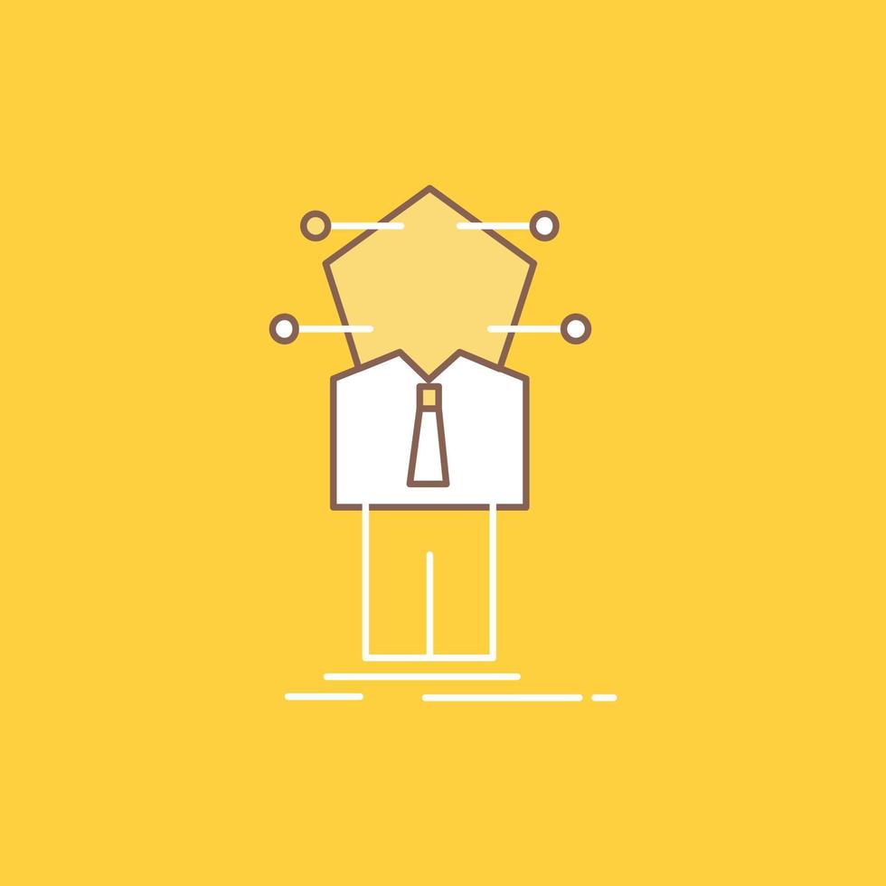 Business. connection. human. network. solution Flat Line Filled Icon. Beautiful Logo button over yellow background for UI and UX. website or mobile application vector