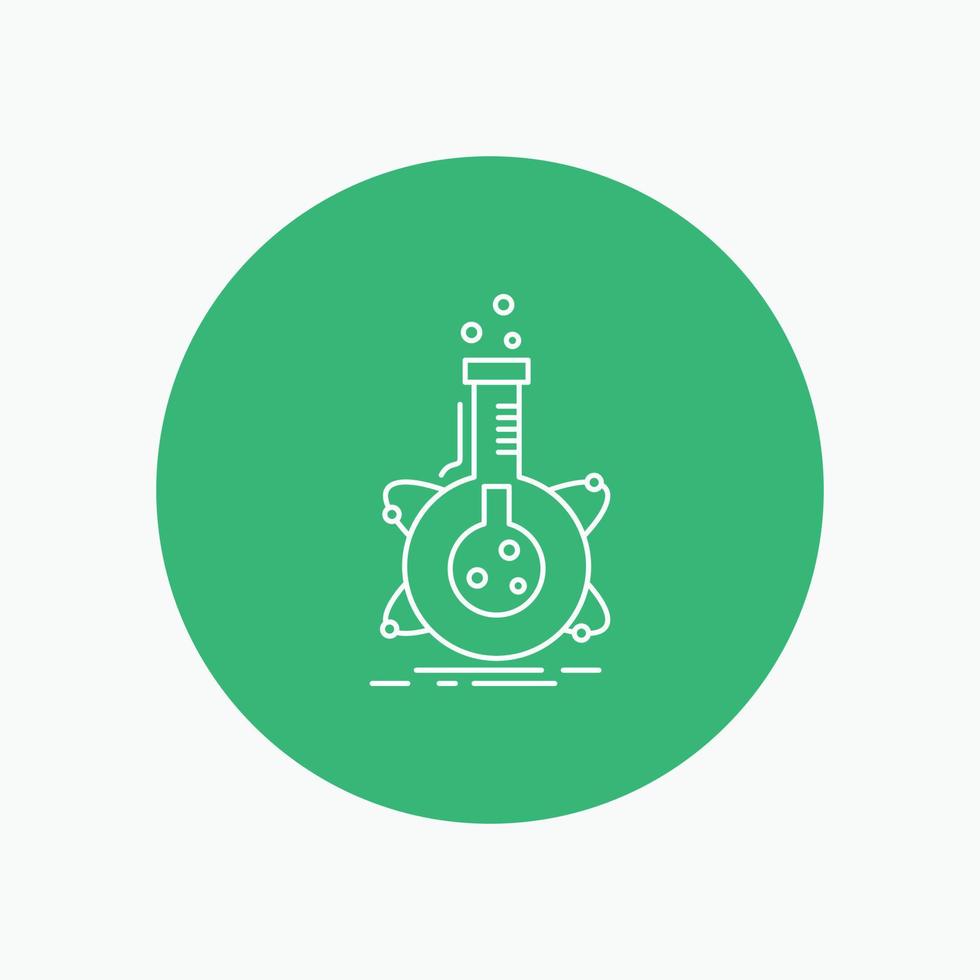 research. laboratory. flask. tube. development White Line Icon in Circle background. vector icon illustration