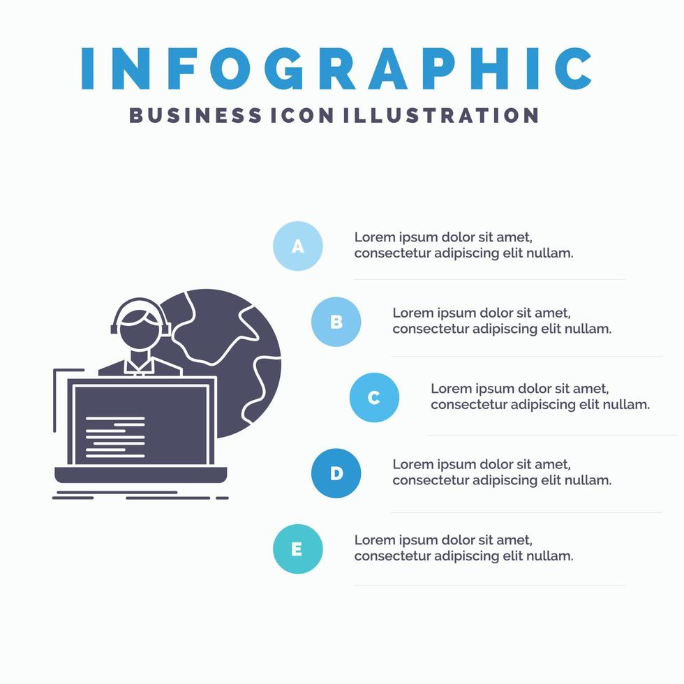 outsource. outsourcing. allocation. human. online Infographics Template for Website and Presentation. GLyph Gray icon with Blue infographic style vector illustration.