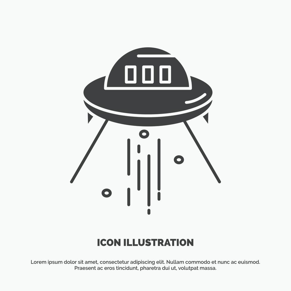 space ship. space. ship. rocket. alien Icon. glyph vector gray symbol for UI and UX. website or mobile application