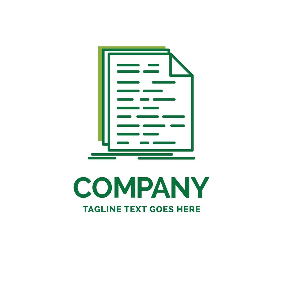 Code. coding. doc. programming. script Flat Business Logo template. Creative Green Brand Name Design. vector