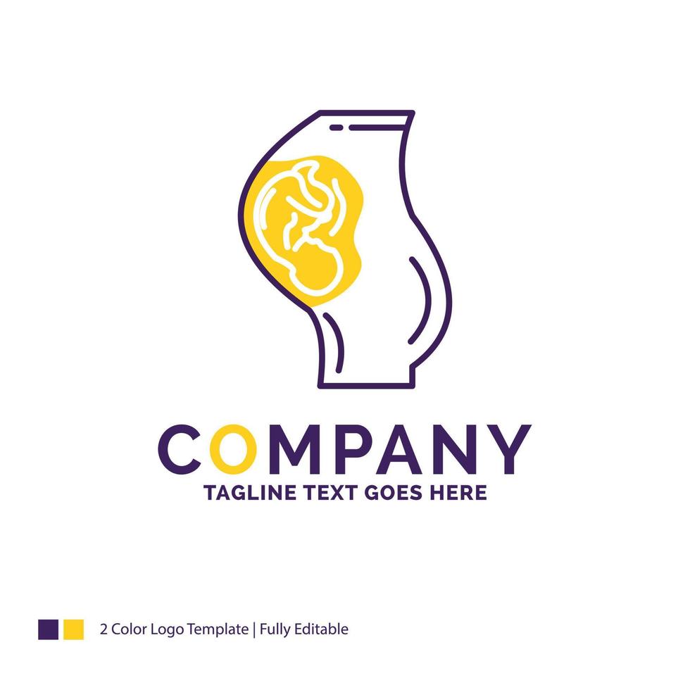Company Name Logo Design For pregnancy. pregnant. baby. obstetrics. Mother. Purple and yellow Brand Name Design with place for Tagline. Creative Logo template for Small and Large Business. vector