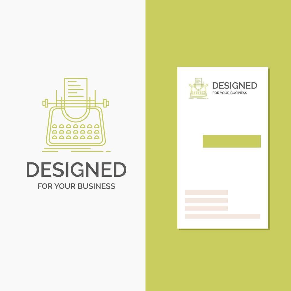 Business Logo for Article. blog. story. typewriter. writer. Vertical Green Business .Visiting Card template. Creative background vector illustration