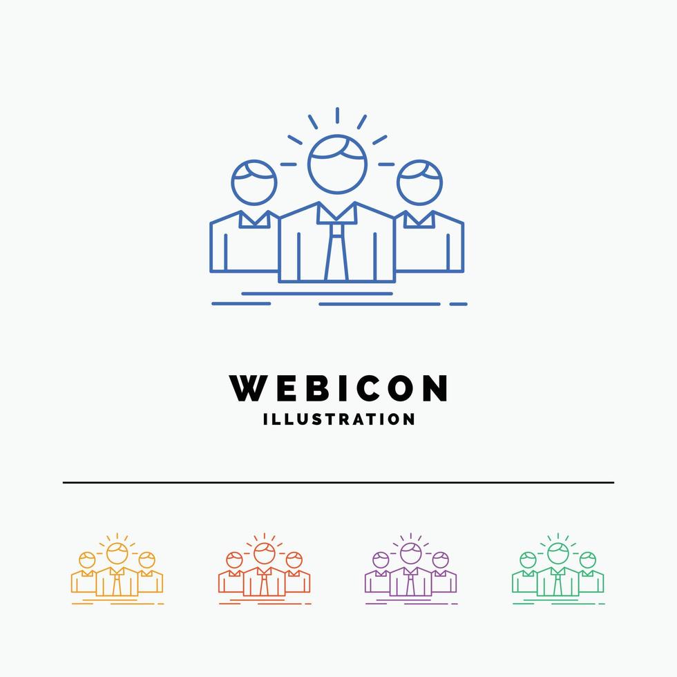 Business. career. employee. entrepreneur. leader 5 Color Line Web Icon Template isolated on white. Vector illustration