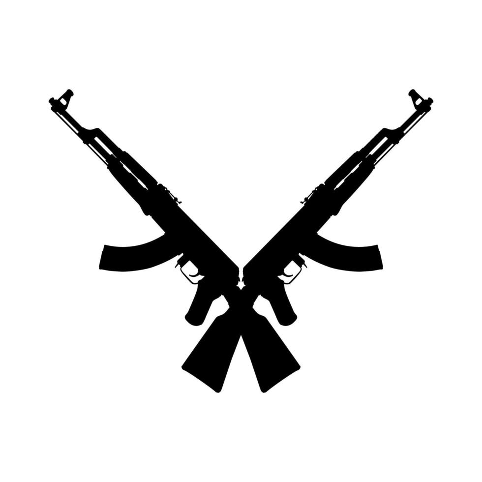 Silhouette of the Machine Gun for Pictogram or Graphic Design Element. Vector Illustration