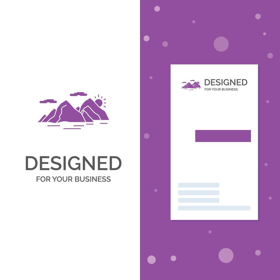 Business Logo for Mountain. hill. landscape. nature. evening. Vertical Purple Business .Visiting Card template. Creative background vector illustration