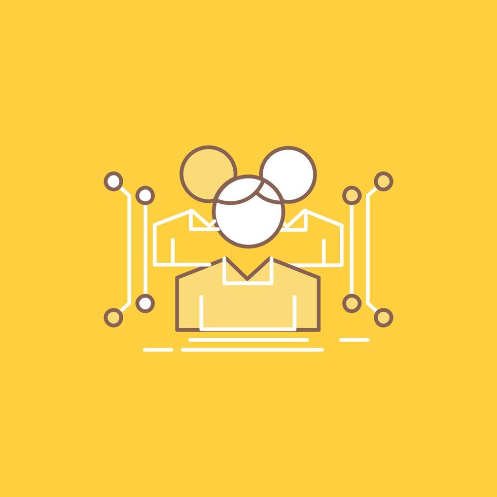 Anthropometry. body. data. human. public Flat Line Filled Icon. Beautiful Logo button over yellow background for UI and UX. website or mobile application vector