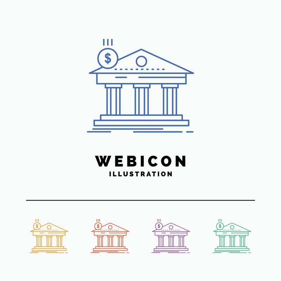 Architecture. bank. banking. building. federal 5 Color Line Web Icon Template isolated on white. Vector illustration