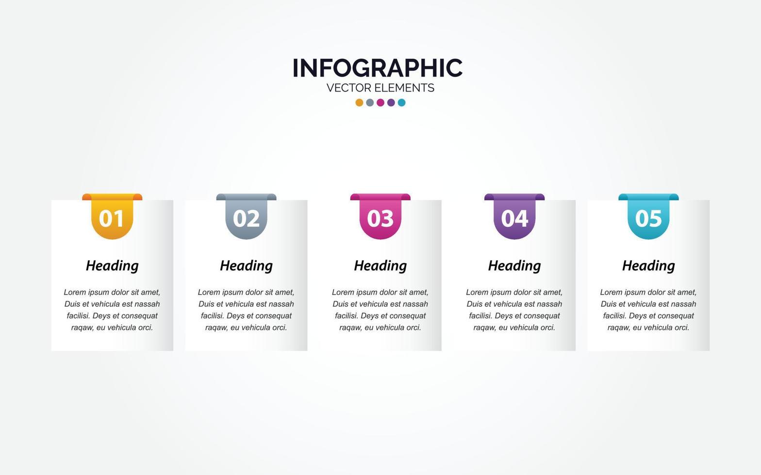 Professional 5 options Horizontal Infographic with icon 5 options processes vector