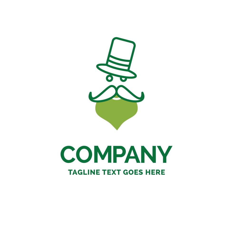 moustache. Hipster. movember. Santa Clause. Hat Flat Business Logo template. Creative Green Brand Name Design. vector