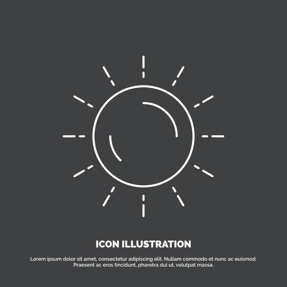 sol. clima. puesta de sol. amanecer. icono de verano. símbolo de vector de línea para ui y ux. sitio web o aplicación móvil