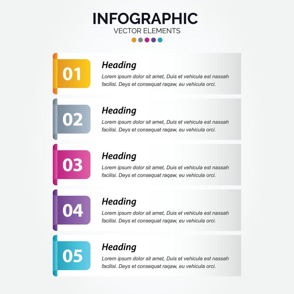 Timeline 5 options Vertical Infographic for presentations workflow process diagram flow chart report vector