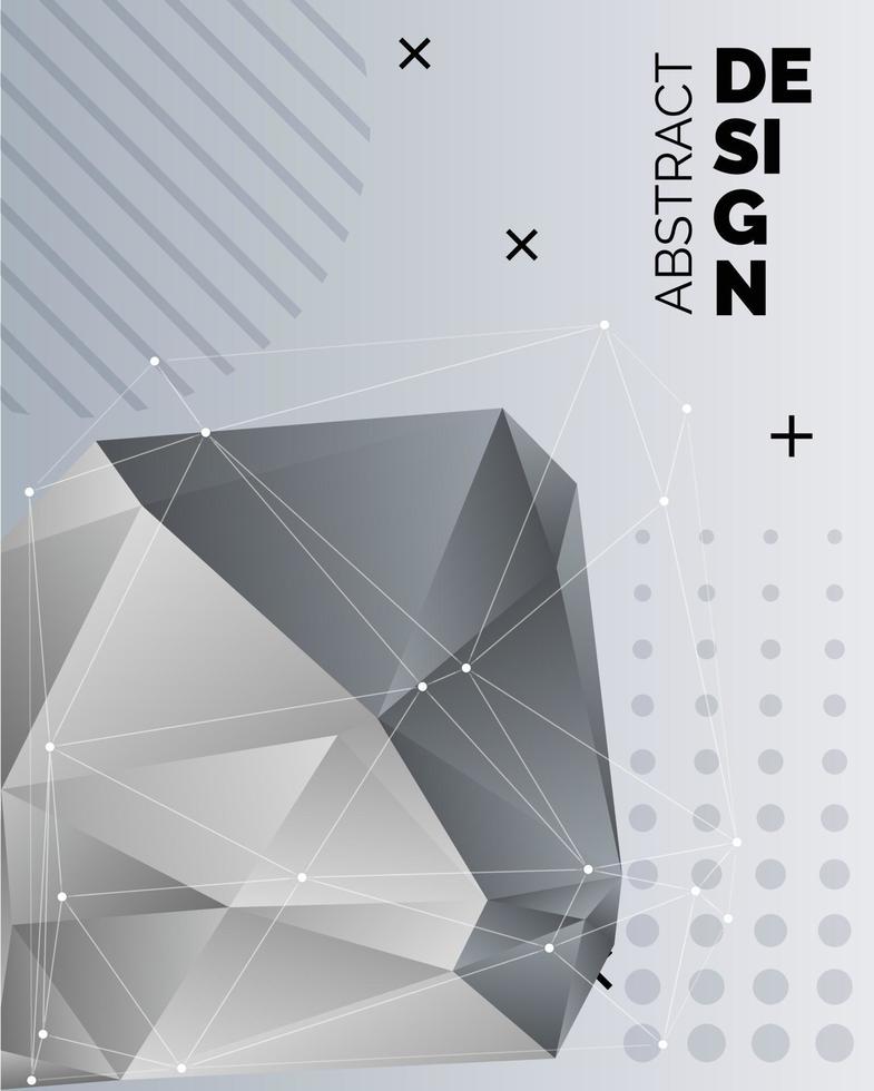 Vector set of faceted 3d crystal colorful shapes. banners. Faceted 3d shapes. crystal banners