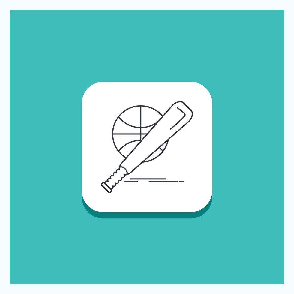 Round Button for baseball. basket. ball. game. fun Line icon Turquoise Background vector
